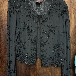 MARINA Black Floral Embroidered Jacket